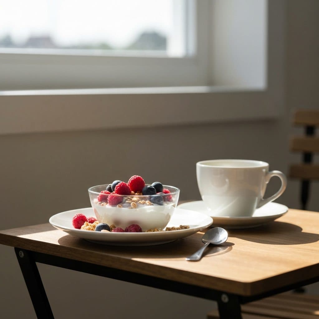 Téléphone affichant un journal alimentaire à côté d'un repas